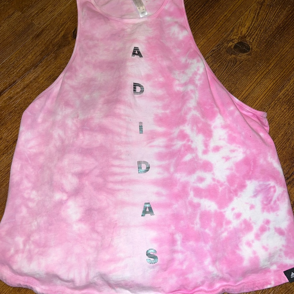 Adidas Active Pink White Gradient Tie Dye Razor Back Sporty Tank Top Size 1X - Picture 6 of 10